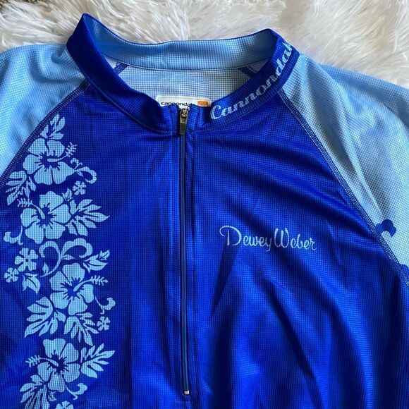 Dewey Weber Quarter Zip Cycling Shirt Back Pockets Blue Thin Lightweight Large - Picture 8 of 14